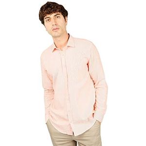 Bonamaison Men's Comfort Fit shirt met lange mouwen button down shirt, oranje, standaard