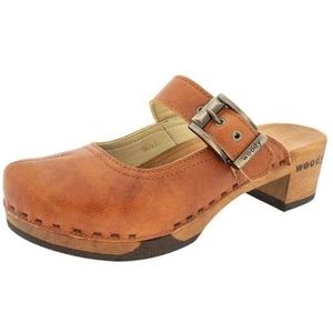 Woody Jaqueline houten schoen voor dames, saforbruin, 38 EU, Saforbruin, 38 EU