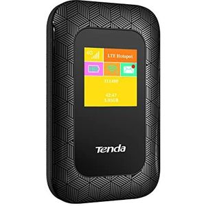 Tenda 4G mobiele hotspot, 4G LTE Cat4 150Mbps MiFi-apparaat, 4G-router, ondersteuning USB-interface opladen|2100 mAh batterij, geen configuratie vereist (4G185), zwart