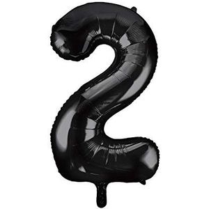 Unique Party 55862 Gigantische folieballon, 86 cm, zwart, cijfer 2