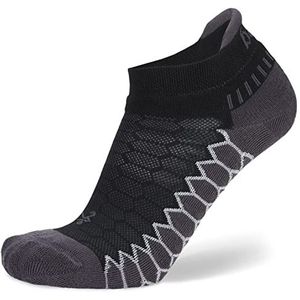 Balega Unisex zilver No Show Silver Compression Fit Performance No Show Athletic Running Sokken voor mannen en vrouwen (1 paar), zwart, groot (pak van 1)