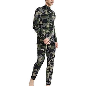 MeetHoo Thermo-ondergoed voor heren, met fleece gevoerde basislaag met hoge hals, compressie, lange onderbroek voor winter, hardlopen, skiën, Camouflage, XL