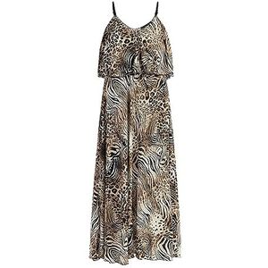 paino Dames maxi-jurk met dierenprint 19227034-PA01, beige, S, beige, S