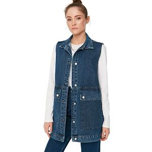 Vest - Blauw - Double-Breasted, Donkerblauw,38, Donkerblauw, 64