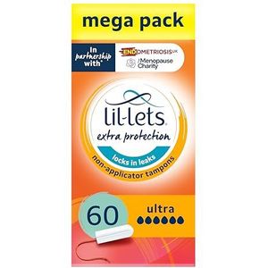 Lil-Lets Niet-applicator Ultra Tampons X 60 | 6 verpakkingen van 10 | Extreem zware stroom