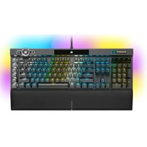 Corsair K100 RGB Mechanisch Gaming-toetsenbord (CHERRY MX SPEED RGB Zilverschakelaar, Geïntegreerde opslag van 8 MB, Speciale mediatoetsen en volumeregeling, USB-poort direct op het toetsenbord) Zwart