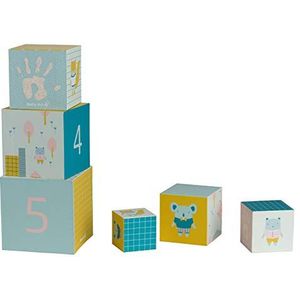 Baby Art Personaliseerbare stapelbare dobbelstenen met hand- en voetafdrukset, kartonnen dobbelstenen, educatief spel voor kinderen, pastelkleuren