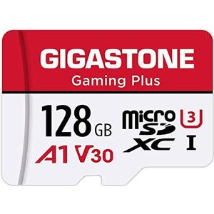 [Gigastone] 128 GB Micro SD-kaart, Gaming Plus, MicroSDXC-geheugenkaart voor Nintendo-Switch, Wyze, GoPro, dashcam, beveiligingscamera, 4K video-opname, UHS-I A1 U3 V30 C10, tot 100 MB/s, met adapter