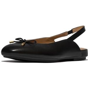 Fitflop Dames DELICATO Bow Lederen Slingbacks Ballet Plat, Zwart, 7 UK, Zwart, 7 UK Narrow