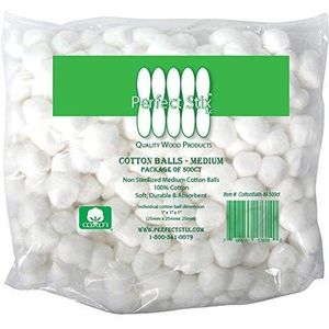Perfect Stix - Perfect Stix M katoenen ballen- 1000 ct- 1M middelgrote katoenen ballen 2 verpakkingen van 500. Totaal 1000