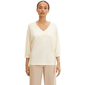 TOM TAILOR Dames Basic T-shirt met knopen 1032710, 28130 - Soft Buttercream, XXS