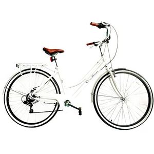 Versiliana Vintage fietsen - City Bike - Resistene - Praktisch - Comfortabel - Perfect voor stadsmoversies (wit/zwart, dames 71 cm)
