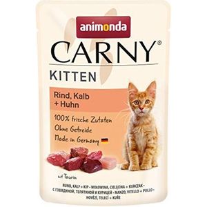 animonda Carny Kitten Kattenvoer, natvoer voor katten tot 1 jaar, rundvlees, kalf + kip, 12 x 85 g