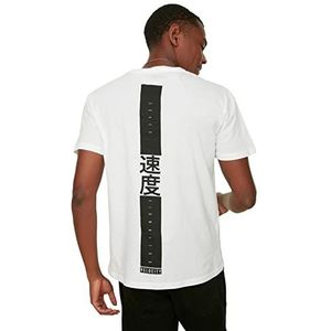 Trendyol Heren White Male Regular Fit Back Bedrukt T-shirt, S