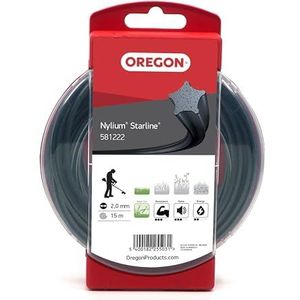 Oregon Nylium Stervormig Maaidraad voor Grastrimmers en Bosmaaiers, Vijf Snijkanten voor Schone Afwerking, Hoogwaardig Heavy Duty Nylon, Past Op Benzine Grastrimmers, 2mm-15m (‎581222)