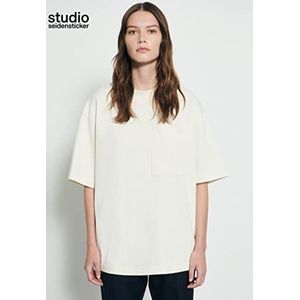 Seidensticker Studio Ronde hals T-shirt oversized - oversized - gemakkelijk te strijken - ronde hals - korte mouwen - unisex - 100% katoen, gebroken wit, 3XL