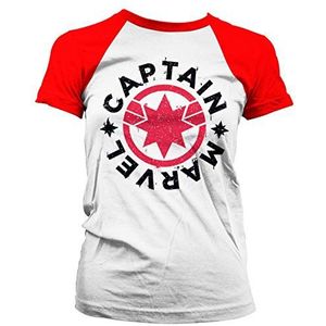 Marvel Girlie T-shirt Captain Marvel Round Shield wit/rood, bedrukt, van 100% katoen.