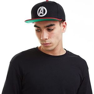 Marvel Heren Avengers Logo Baseball Cap, Zwart (Zwart/Rood Rbl), Eén Maat