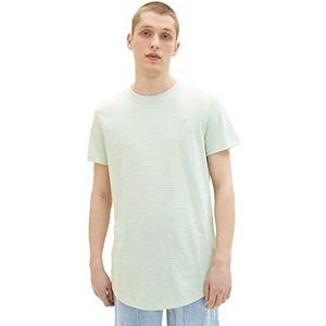 TOM TAILOR Denim Heren Long Fit T-shirt, 32678 - Groen Wit Fine Yd Stripe, L