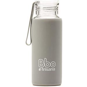 Irisana 72.Bbo4.Mini.Gr fles van borosilicaat 330 ml met siliconen hoes, unisex, kinderen, grijs, 330 ml