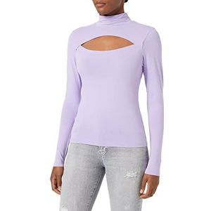 Urban Classics Dames top met lange mouwen en cut-out hals & turtleneck rolkraag, longsleeve top met hoge kraag, maat XS tot 5XL, lavendel, XXL