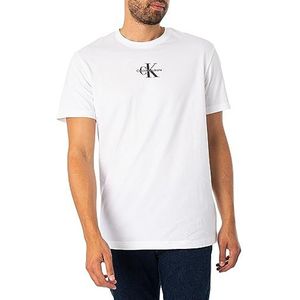 Calvin Klein Jeans Heren T-shirt met korte mouwen Monologo Regular Organic Cotton, Wit, XS