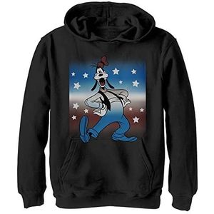 Disney Characters Patriotic Goof Boy's Hooded Pullover Fleece, Zwart, Small, Schwarz, S