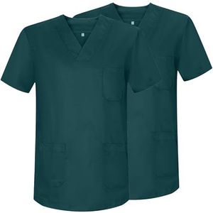 MISEMIYA 2-817 Kasack voor gezondheidszorg, uniseks, set van 2 stuks, Donker Groen, XXL