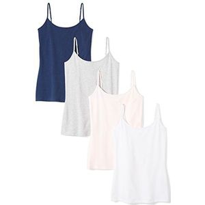Amazon Essentials Women's Hemd met slanke pasvorm, Pack of 4, Marineblauw/Lichtroze/Wit, L