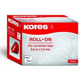 Kores - Corrector Tape Roll On, correctietape 8,5 m x 4,2, verpakking met 10 stuks