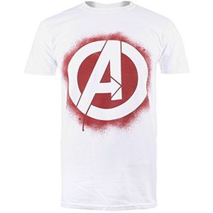 Marvel Heren Avengers Stencil Logo T-shirt, Wit, M
