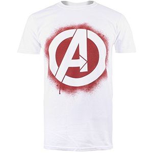 Marvel Heren Avengers sjablonenlogo T-shirt, wit, XL