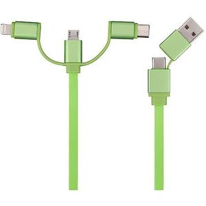 Oplaadkabel, 100 cm, USB-oplaadkabel, 6-in-1, compatibel met alle soorten adapters, hoge snelheid opladen (groen)