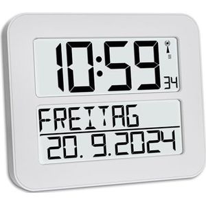 TFA Dostmann 60.4512.02 - Klok - Digitaal - Zendergestuurd - 7 talen - Tweede tijd - Alarm - Snooze - LCD - Wit