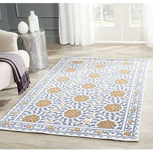 SAFAVIEH Traditioneel tapijt voor woonkamer, eetkamer, slaapkamer - Chelsea Collection, korte pool, ivoor en blauw, 84 x 145 cm