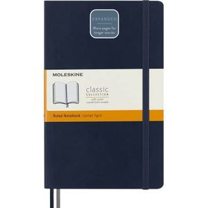 Moleskine - Classic Notebook Expanded, Ruled Notebook, Soft Cover and Elastic Closure, Size Large 13 x 21 cm, Colour Sapphire Blue, 400 Pages