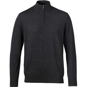 Merino Trui met Rits - Charcoal Grey by Charles Tyrwhitt, Grijs, S