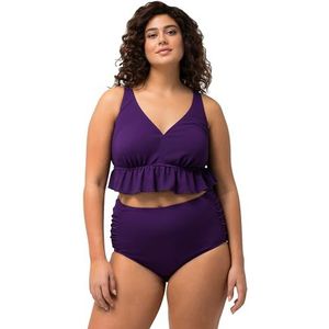 Ulla Popken Dames, structuur, ruches, softcus, bandjes verstelbare bikiniset, Diep violet, 42