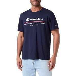 Champion Legacy Graphic Shop - New York S/S Crewneck T-shirt, marineblauw, L heren SS24, Navy Blauw, L