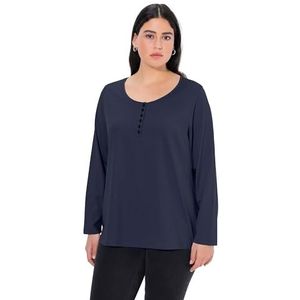 Ulla Popken dames sweatshirt met knoopsluiting, lange mouwen, grote maten