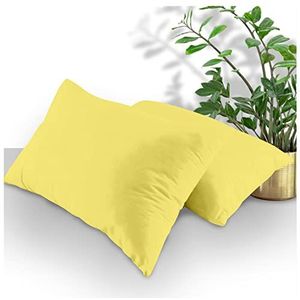 GC GAVENO CAVAILIA Onderhoudsvriendelijk laken van polyester-katoenmix, plat, zacht en comfortabel, strijkvrij, verpakking van 2 stuks, polyester-katoen, geel, 188 x 122 cm