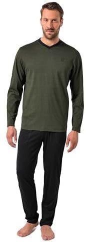 JP1880 - Pyjama Lang - Grasgroen/Zwart - 2-delig - Katoen