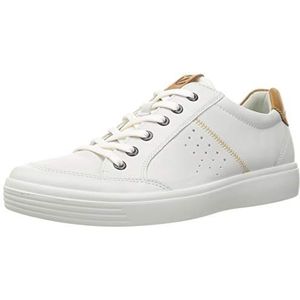 ECCO Herensneakers, zacht, klassiek, lange kant, wit/leeuw, maat 45-45