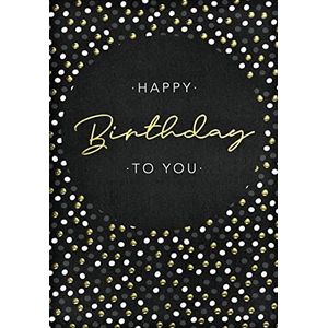 bsb Verjaardagskaart verjaardagsgroeten verjaardagswensen - Happy Birthday zwart - envelop wit