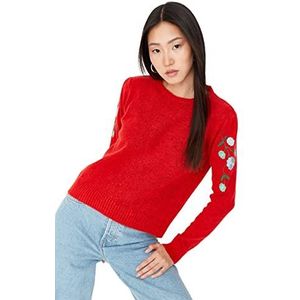 Trendyol Dames Regular Basic Crew Neck Knitwear Trui, Rood, L