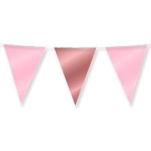 PD-Party 7031073 Feest Bunting | Elegant - Roze/Rosé Goud, Folie, Dubbelzijdig, Driehoekig, 1000cm Lengte x 30cm Breedte x 0.1cm Hoogte