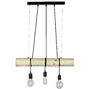 Homemania HOMBR_0280 Hanglamp, plafondlamp, hout, metaal, zwart, 70 x 44 x 150 cm