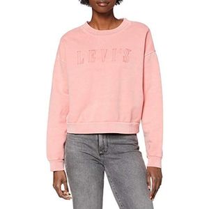 Levi's Dames Graphic Diana Crew Sweatshirt, Serif Outline Garment Dye Blush, L