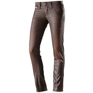 Herrlicher Dames Slim Broek Touch Leather Coated Stretch, bruin (Cookie 83), 30W x 28L