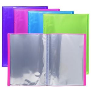 Exacompta - Ref. 85280E - karton met 8 Iderama documentenmappen - 60 gladde kristallen hoezen - 120 pagina's - voor A4 - afmetingen 24 x 32 cm - halfharde omslag van polypropyleen - 4 verschillende